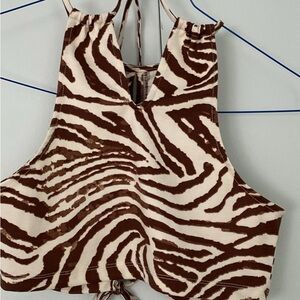 Forever 21 Brown and Cream Animal Print Top